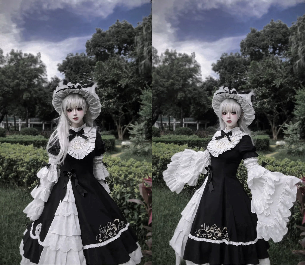 Sewing Magic Cat - Classic Lolita Six-Panel OP Dress with Embroidery and Accessories - image 23