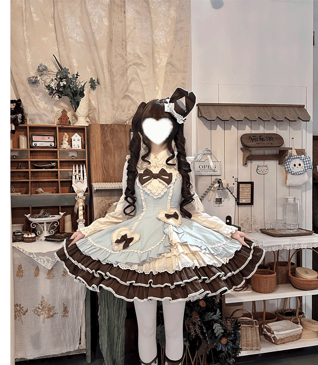 Cream Bud - Tiered Hem Old School Lolita JSK, Side Opening - image 20
