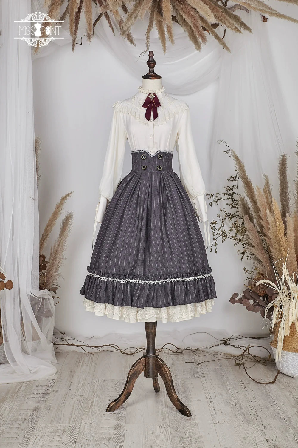 Rose Doll - Elegant Lolita Striped Fishbone Skirt - image 103