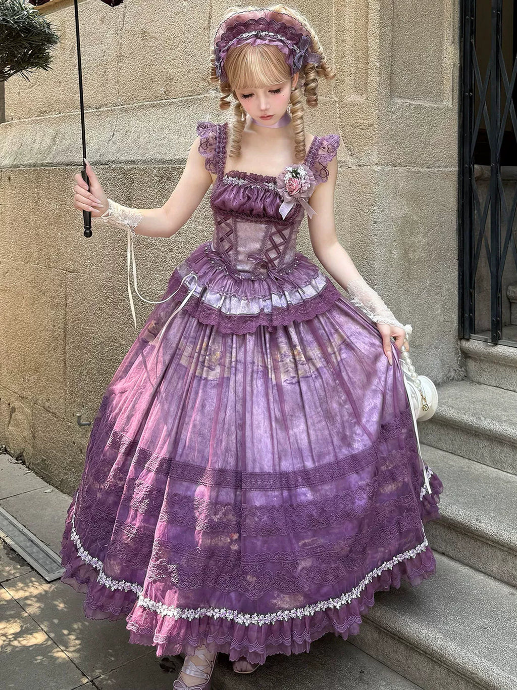 Foggy Vineyard - Fishbone Classic Lolita Bodice, Maxi Skirt - image 6