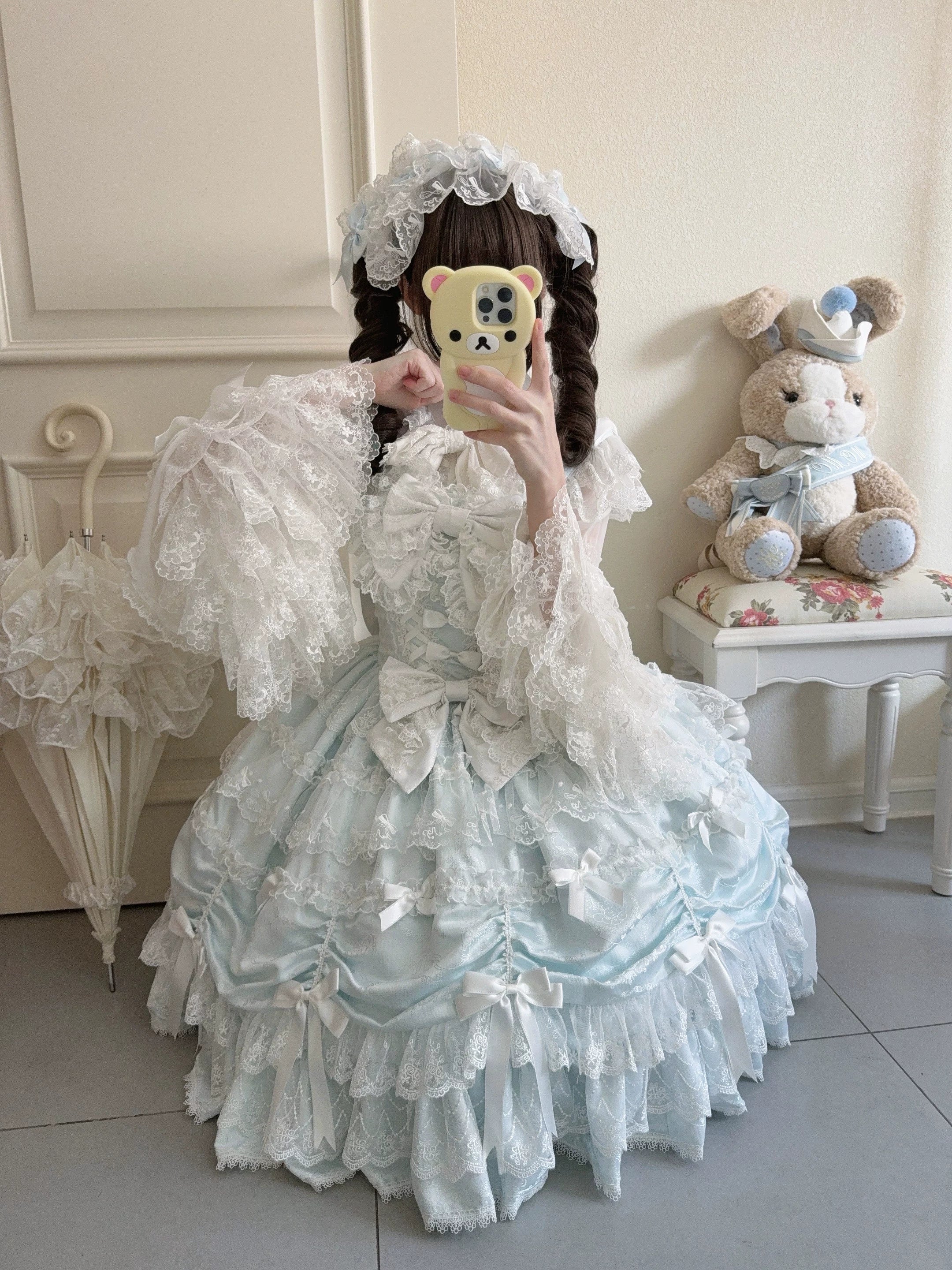 Satin Gift Box - Sweet Lolita JSK Dress, Bows and Layered Lace - image 22