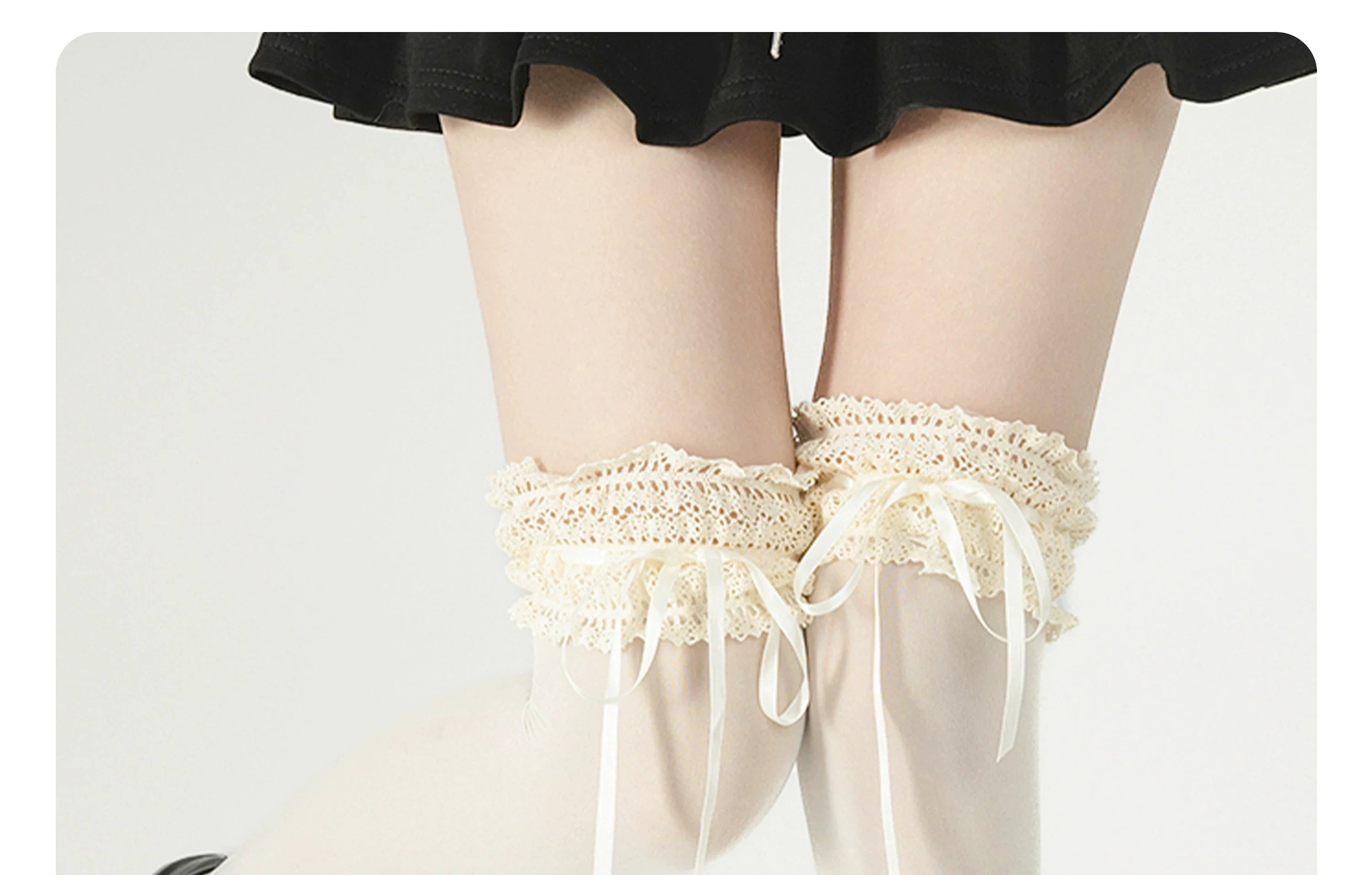 Classic Lolita Lace Ruffle Socks with Ribbon Bows - image 16