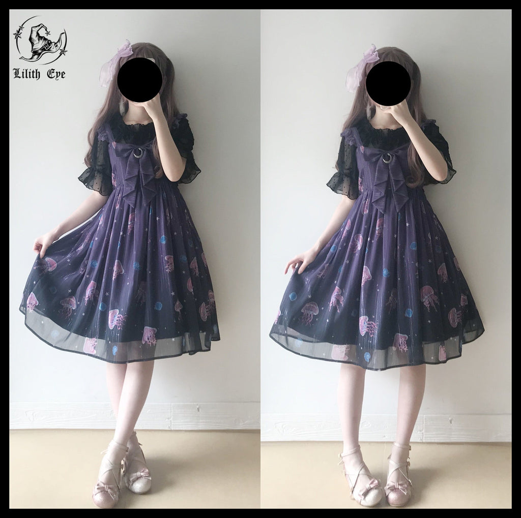 Jellyfish Meteor - Chiffon Fairy Jellyfish Printed Lolita JSK - image 13