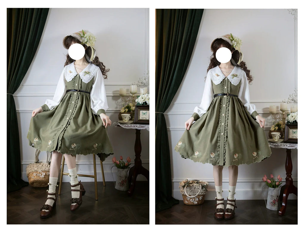 Window Rose - Classic Embroidered Front-Button OP Dress - image 7