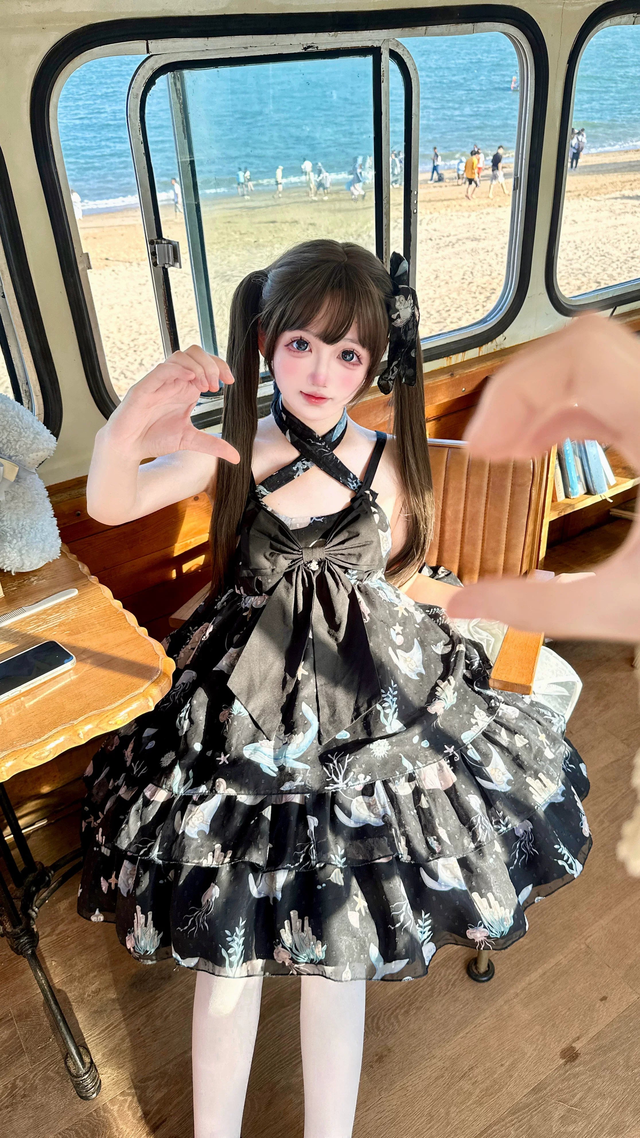 Ocean Sweetheart - Chiffon Sweet Lolita JSK Dress, Whale & Jellyfish Print - image 2