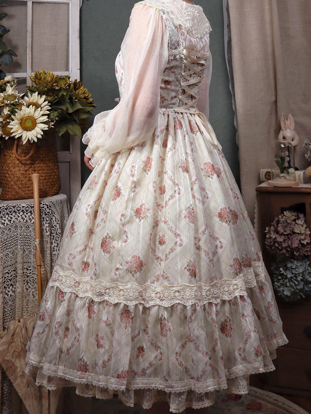 Woody Rose - Elegant Floral Lolita JSK Dress - image 13