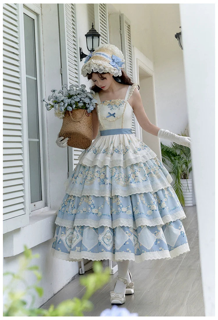 Letter and Poetry - Classic Lolita JSK Suit Four-tiered Twins Dress - image 12