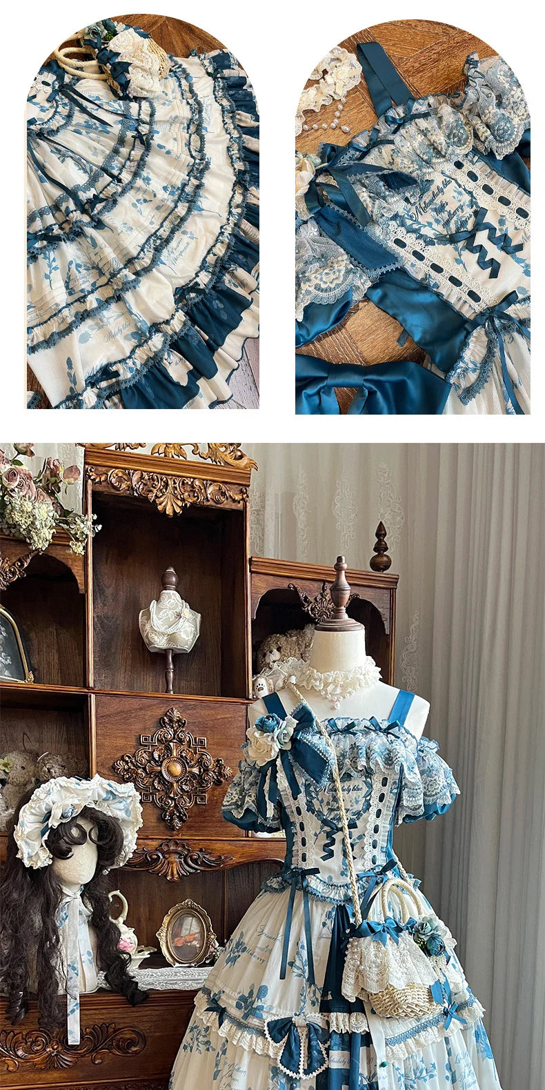 Mulberry Poetry Collection - Plus Size Lolita Printed Top & Skirt Set with Embroidery - image 6