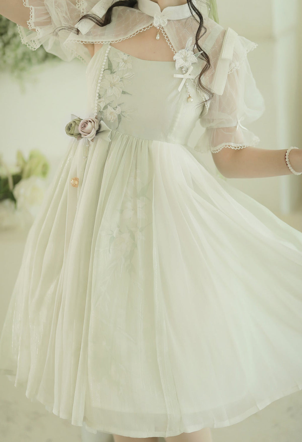 Wind Singing Lily - Qi Lolita Embroidered Dress Suit - image 9