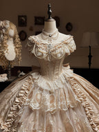 Bourbon Rose Ivory Fan Lace Embroidery Classic Lolita OP Dress - image 7