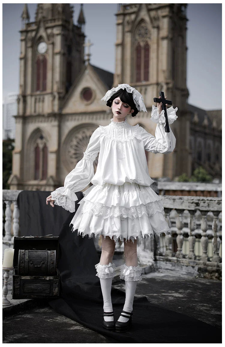 Dawn Bell & Dusk Song - Gothic Lolita Velvet OP Dress, Back Zipper and Accessories - image 16