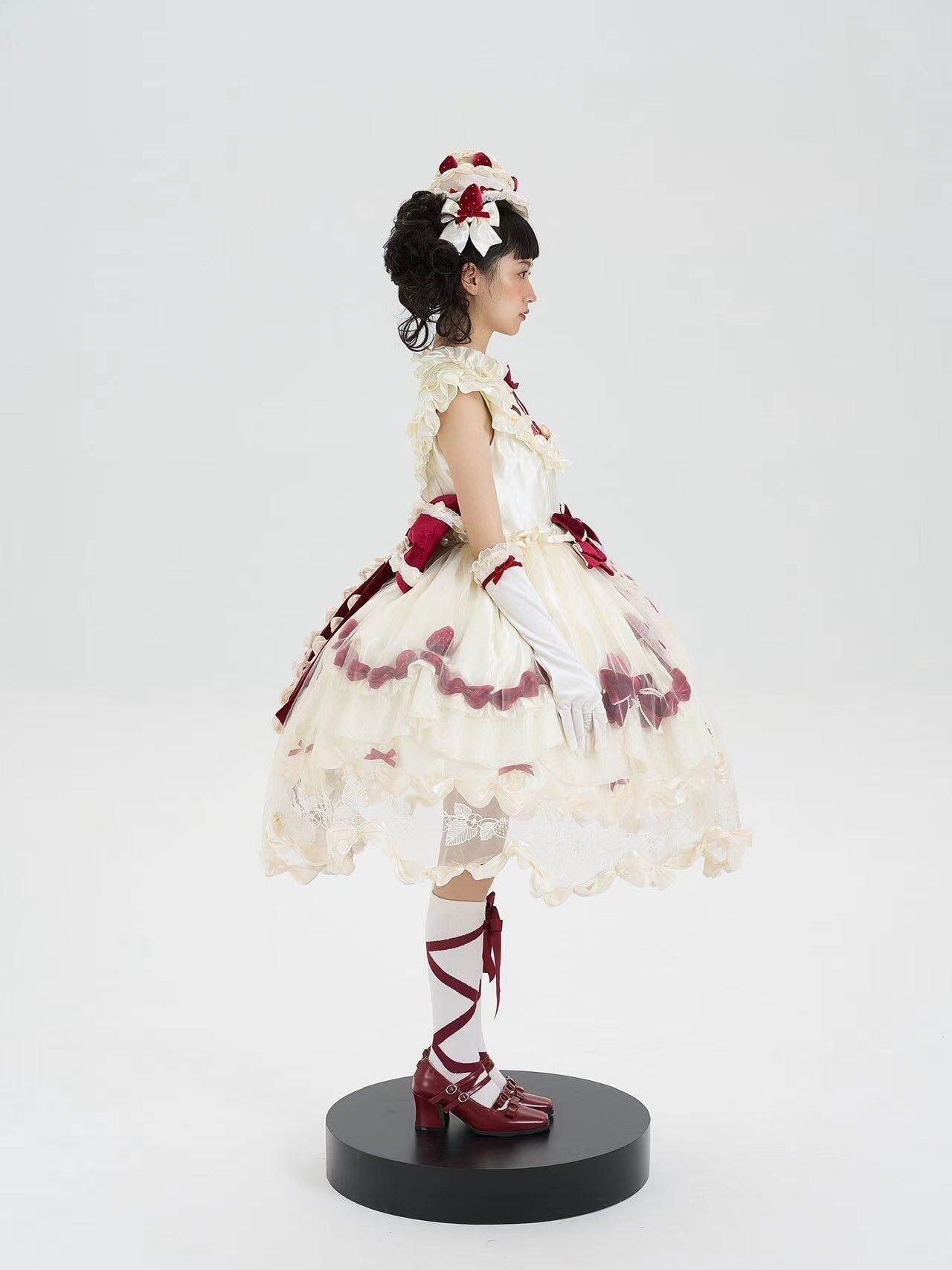 Strawberry Cream Cake White Sweet Lolita OP Set - image 11