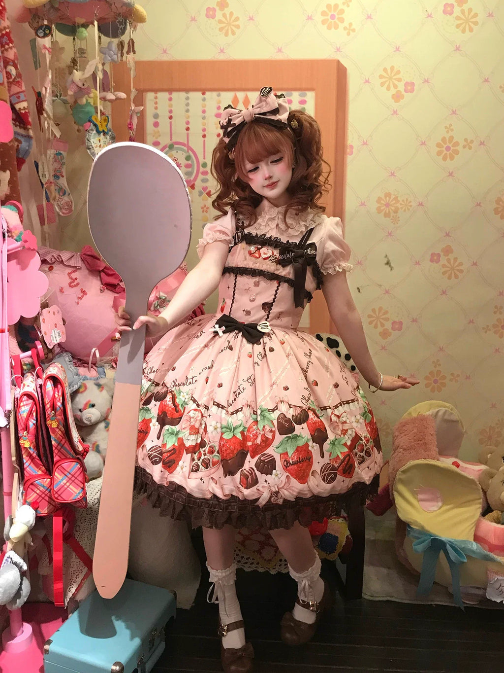 Strawberry Chocolate Lovers Sweet Lolita Embroidered Dress - image 9
