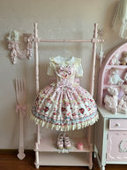 Bunny Party Sweet Lolita Printed JSK Dress with Bow Train - image 12