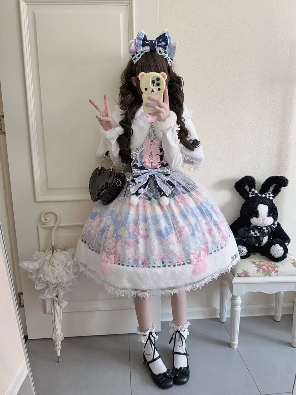 Candy Mary Cat - Fluffy Sweet Lolita JSK Dress, Kitten Print - image 12