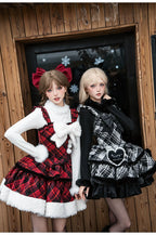 Snow Night Serenade - Fluffy Plaid Kawaii Lolita JSK, Reversible Cape and Accessories - image 25
