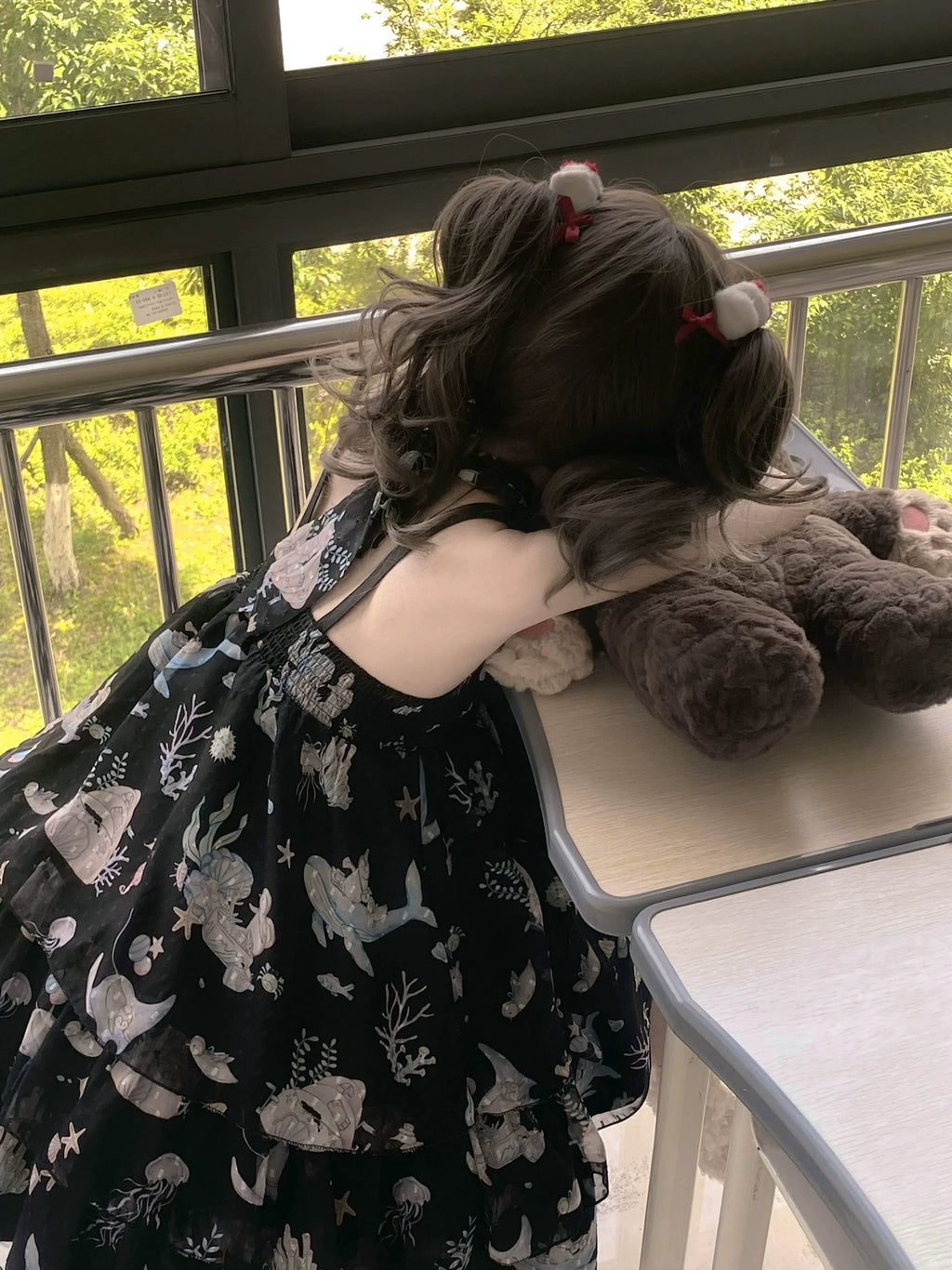 Ocean Sweetheart - Chiffon Sweet Lolita JSK Dress, Whale & Jellyfish Print - image 7