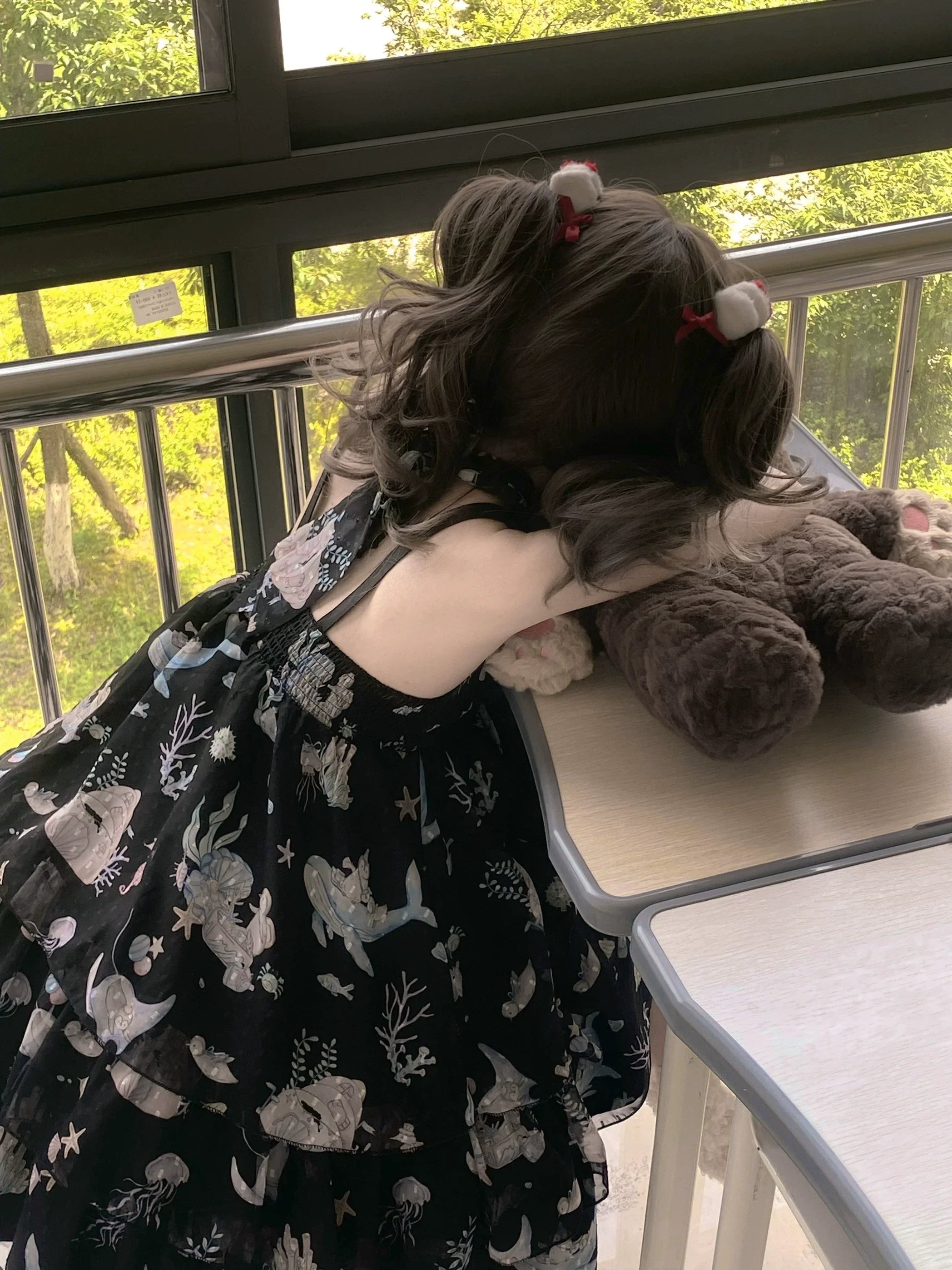 Ocean Sweetheart - Chiffon Sweet Lolita JSK Dress, Whale & Jellyfish Print - image 7