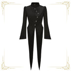 Immortal Murky Portrait - Ouji Lolita Long Swallowtail Black Coat - image 1