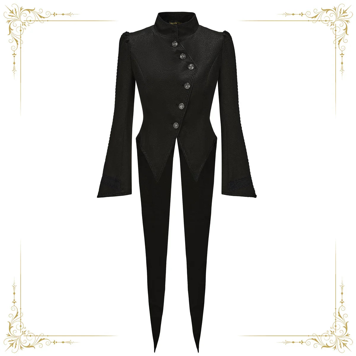 Immortal Murky Portrait - Ouji Lolita Long Swallowtail Black Coat - image 1