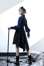 Black and Blue Retro Ouji Lolita Shirt with Mutton Sleeves - image 10