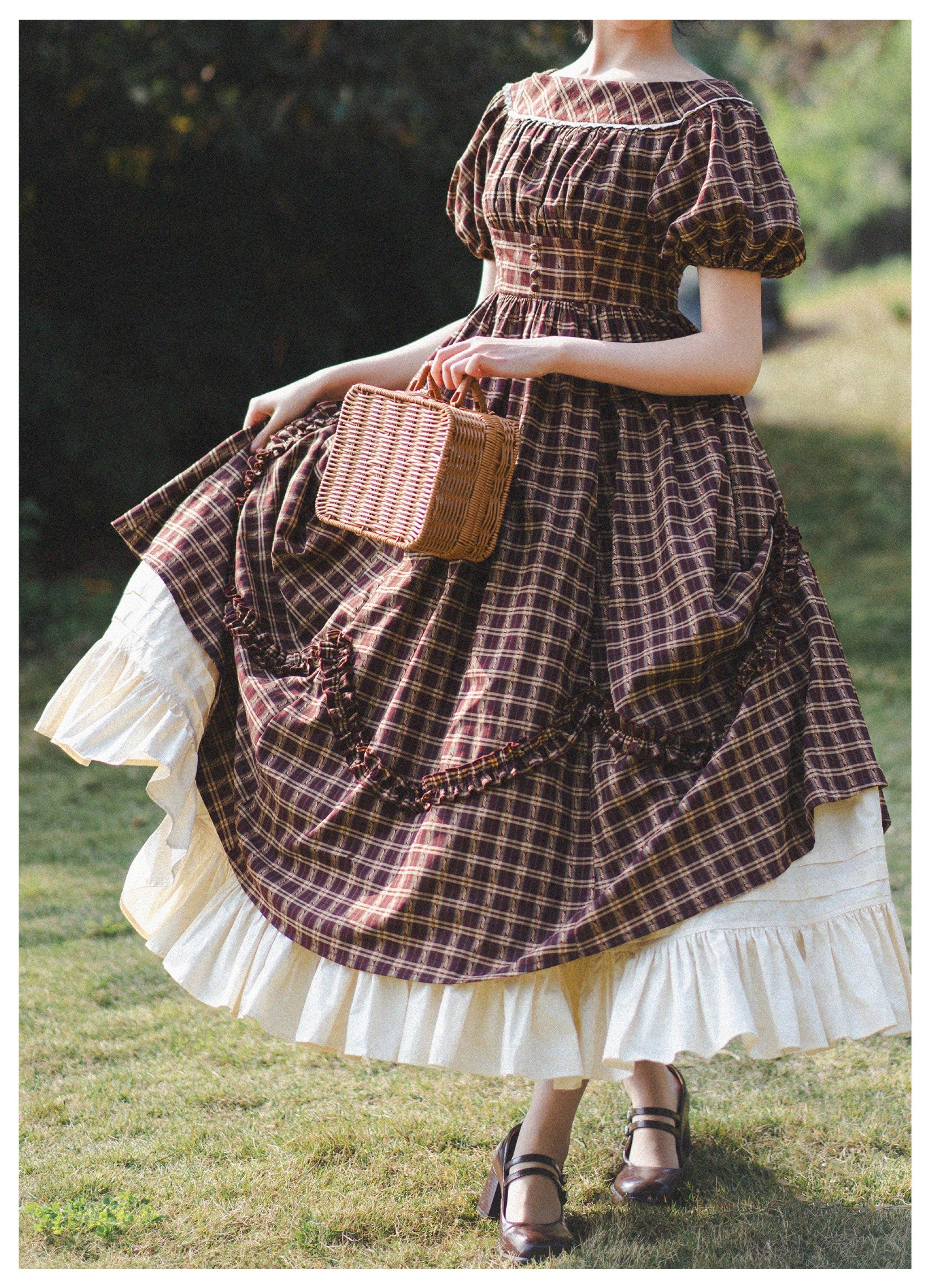 Forest Picnic - Classic Lolita OP Dress with Off-Shoulder and Lifting Hem - image 24