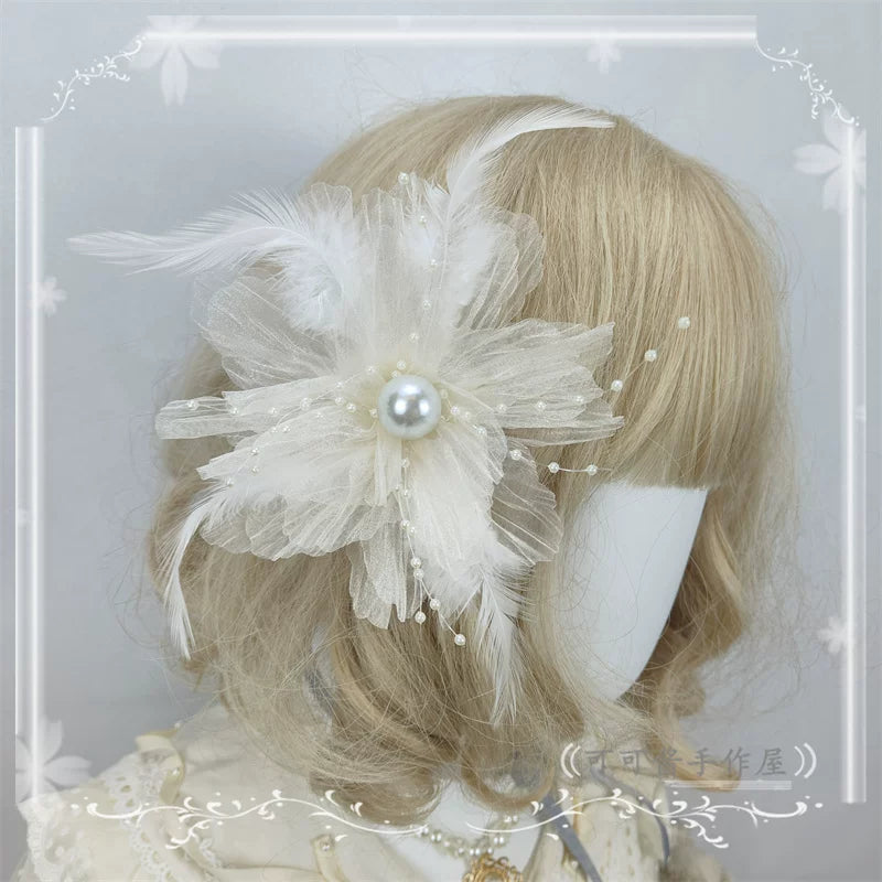 Floral Shaped Lolita KC, Pearls Accent Headdress - image 9