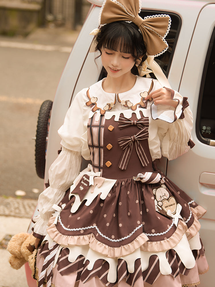 Chocolate Milk Pie - Sweet Lolita JSK Dress Summer Salopette - image 4