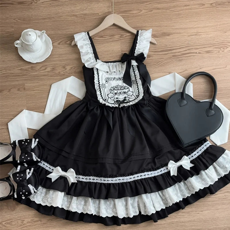 Sweet Bear - Kawaii Lolita JSK Dress Embroidery Flounce Hem - image 16