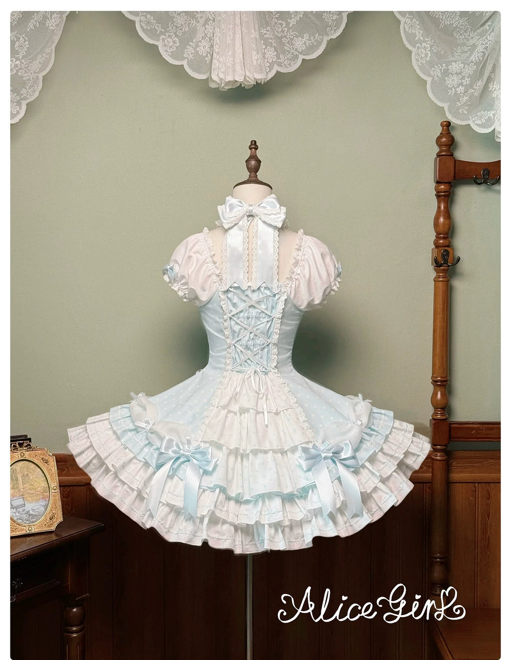 Old School Lolita Halter Neck OP Dress, Polka Dot Accent - image 30