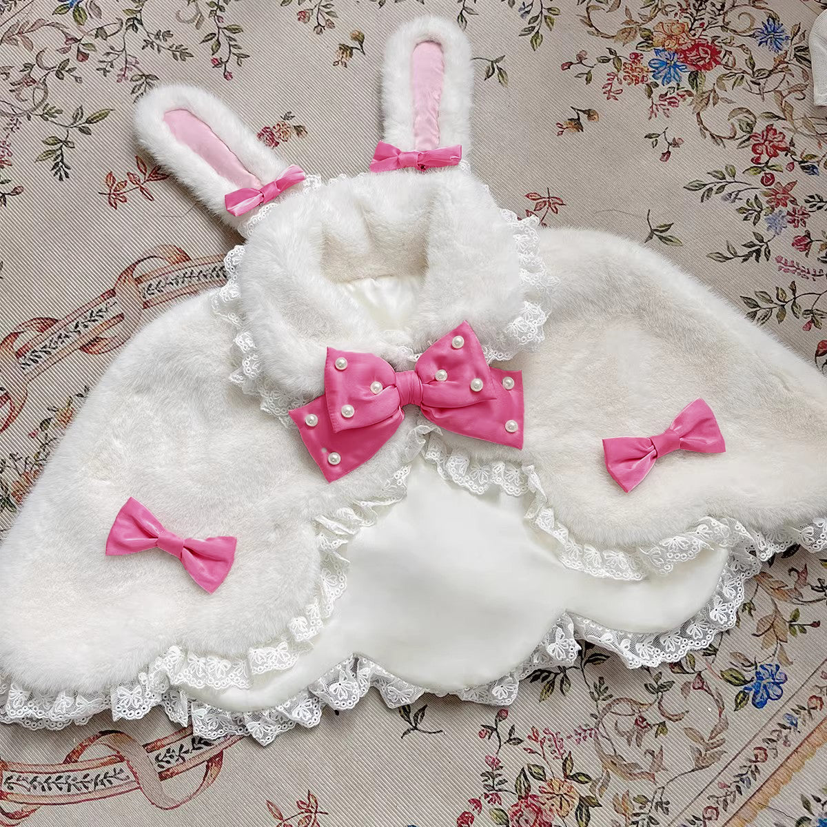 Rabbit-Ear Winter Lolita Cape with Bows - image 2