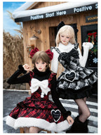 Snow Night Serenade - Fluffy Plaid Kawaii Lolita JSK, Reversible Cape and Accessories - image 24