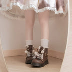 Milk Bear - Winter Lolita Shoes Thick Sole Fleece Snow Boots - image 3
