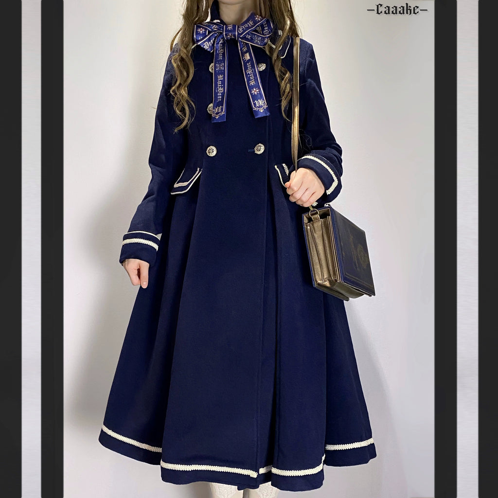 Galaxy Traveler - Classic School Lolita Overcoat with Detachable Cape and Bow - image 2