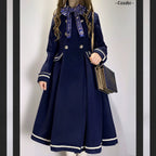 Galaxy Traveler - Classic School Lolita Overcoat with Detachable Cape and Bow - image 2