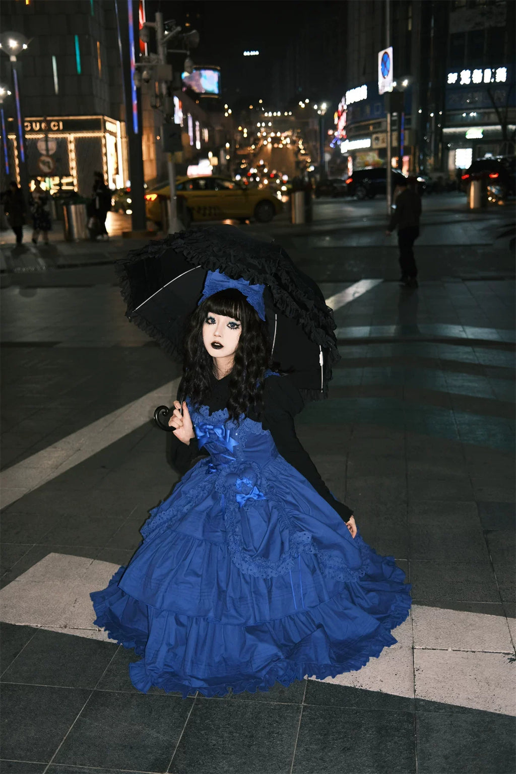 Cotton Gothic Lolita Long JSK, Drawn-up Hem - image 45