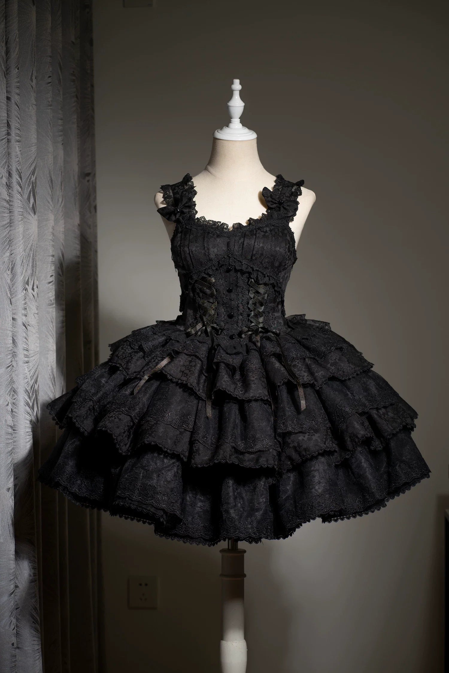 Mori Isle - Solid Gothic Lolita JSK Dress, Embroidered Lace - image 15