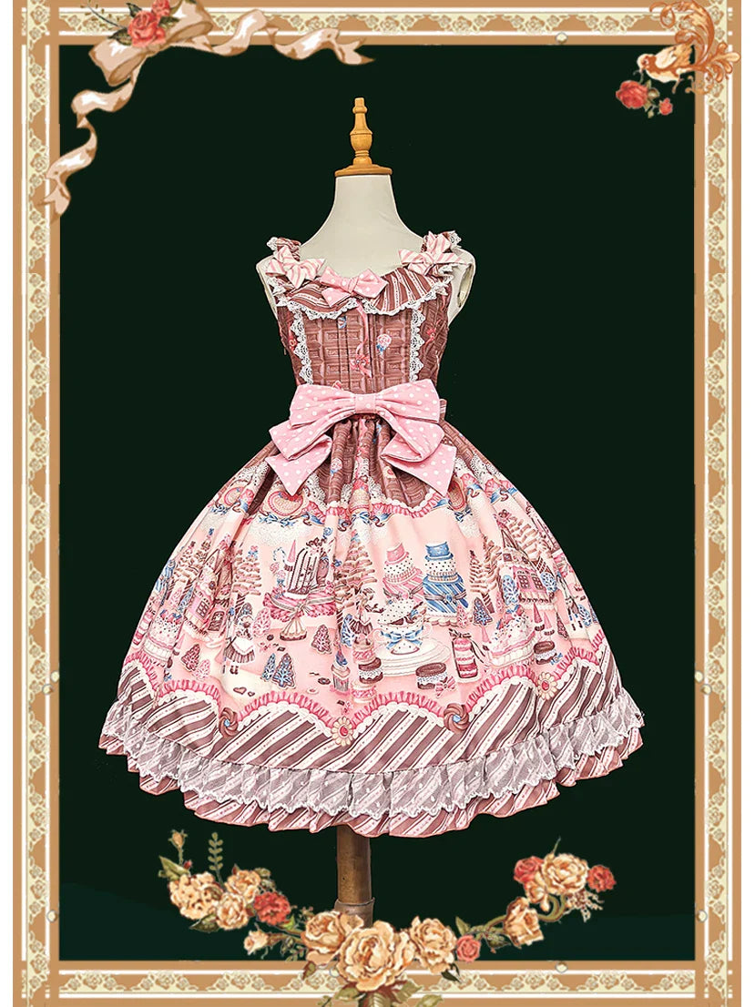 Candy House - Old School Lolita Cake Print JSK Dress, Side Zipper and Accessories - image 2