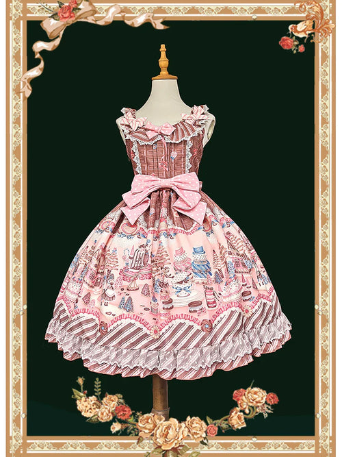 Candy House - Old School Lolita Cake Print JSK Dress, Side Zipper and Accessories - image 2