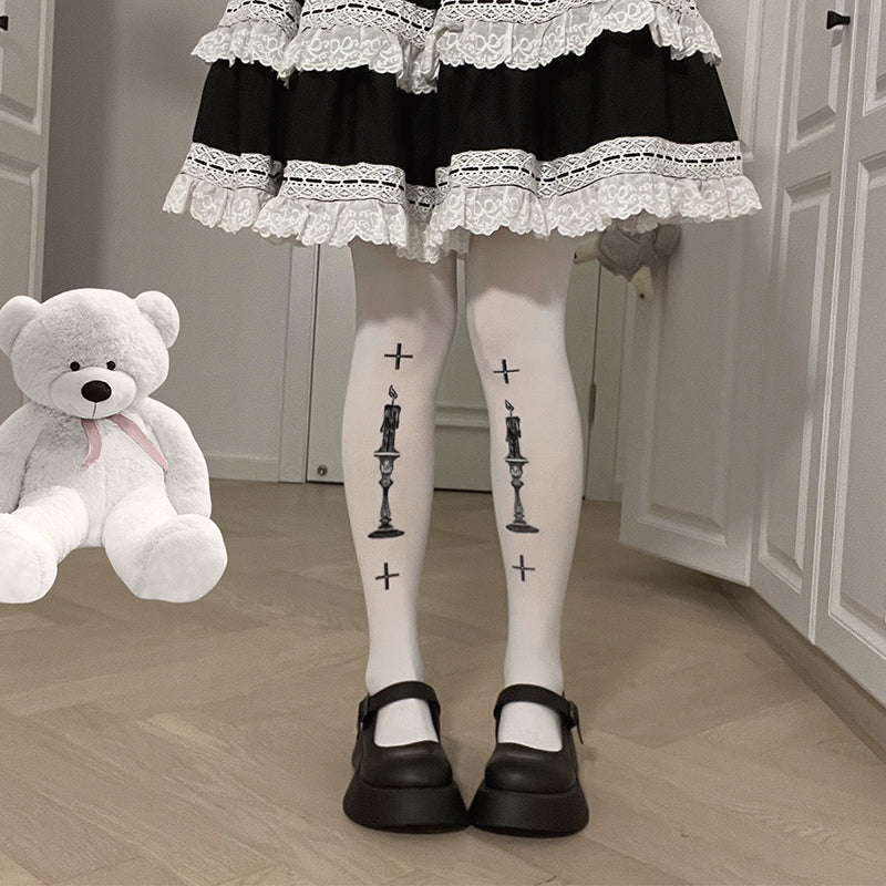 Gothic Lolita 80D Velvet Pantyhose - image 1