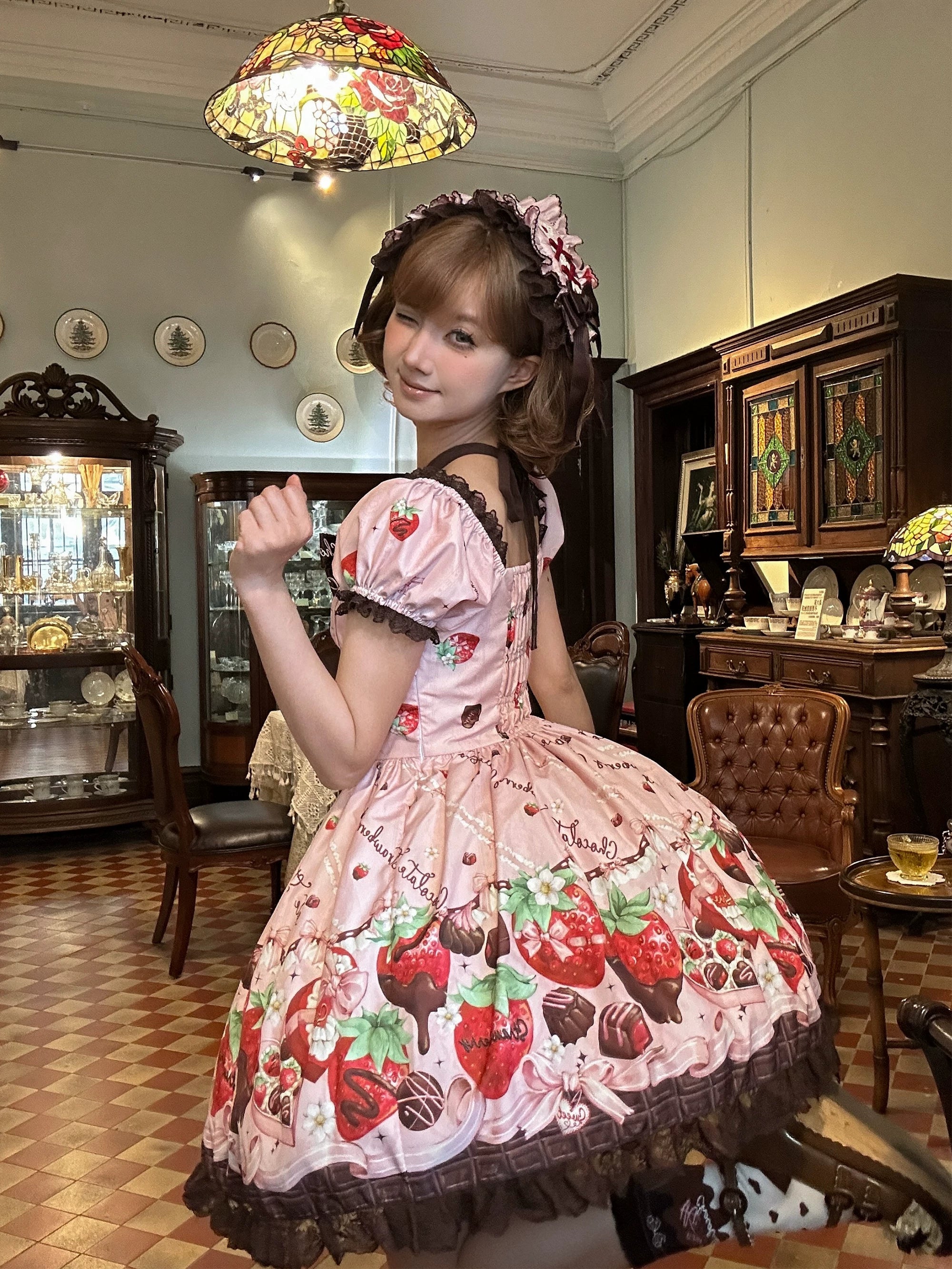 Strawberry Chocolate Lovers Sweet Lolita Embroidered Dress - image 11