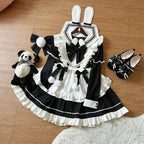 Sweet Bunny Pom-pom - Maid Lolita Bunny Ear Collar OP Dress, Detachable Apron and Accessories - image 14