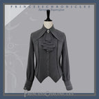 Black and Blue Retro Ouji Lolita Shirt with Mutton Sleeves - image 2