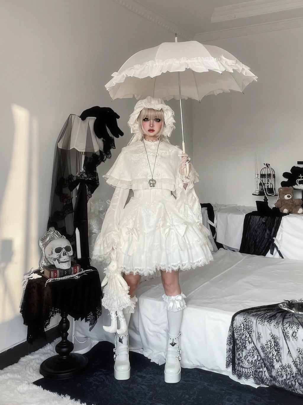 Bunny Fantasy Gothic Lolita JSK Dress and Princess Sleeve Shirt - image 3
