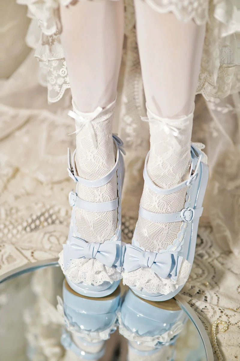 Milky Puff - Sweet Lolita Heels Shoes, Round Toe With Petite Wedge - image 13