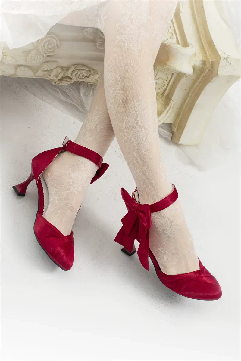 Coronation - Classic Lolita Wine Glass Heel Shoes with Detachable Bows - image 12