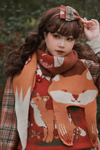 Chubby Fox in the Forest - Kawaii Lolita Accessories Knitted Fox Scarf Embroidered Faux Collar - image 22