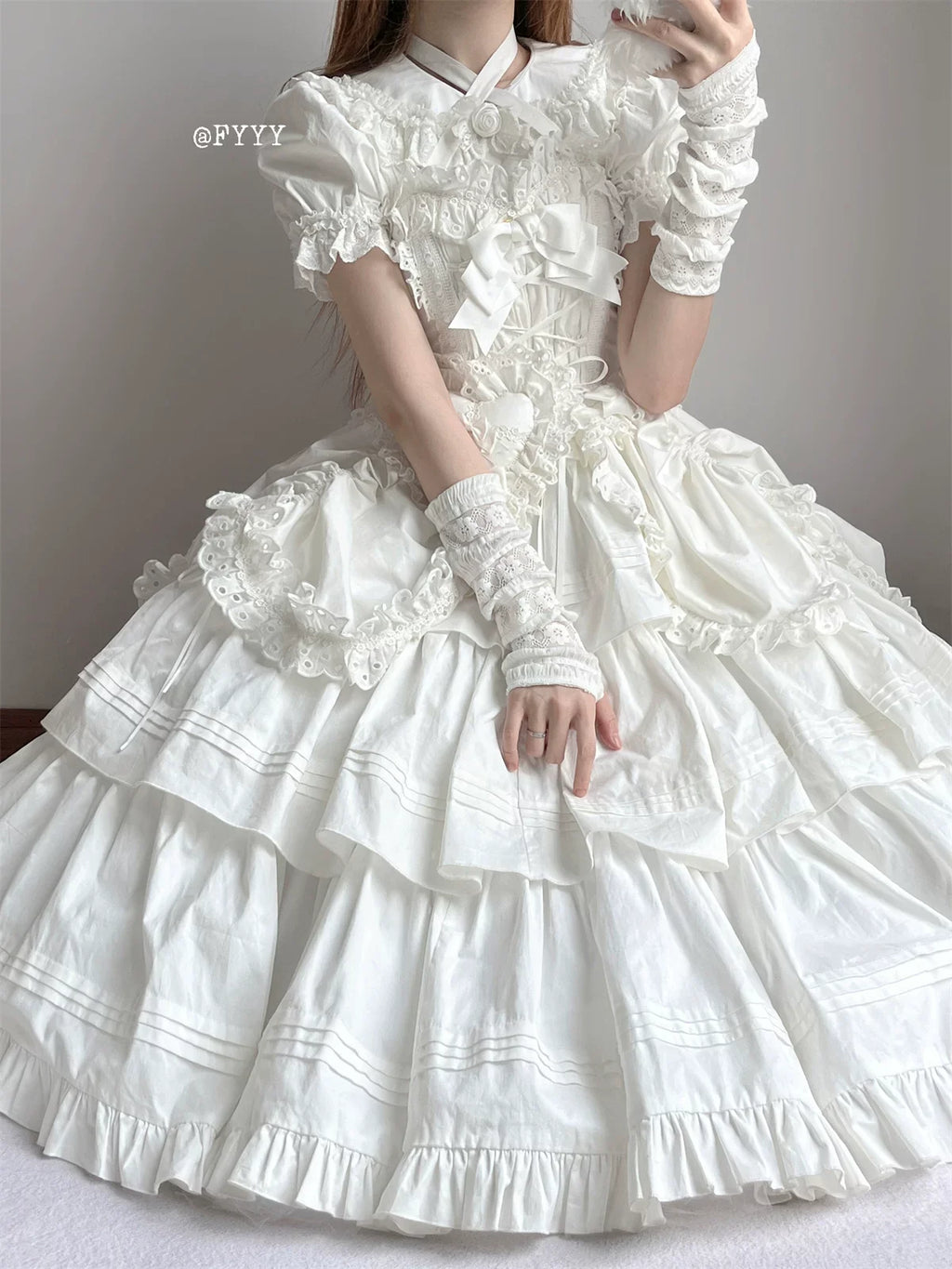 Cotton Gothic Lolita Long JSK, Drawn-up Hem - image 78