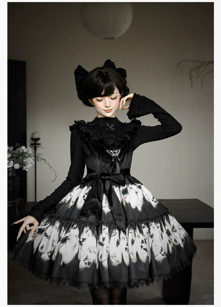 Dead Leaf Butterfly Gothic Lolita JSK and OP Dress Set - image 7