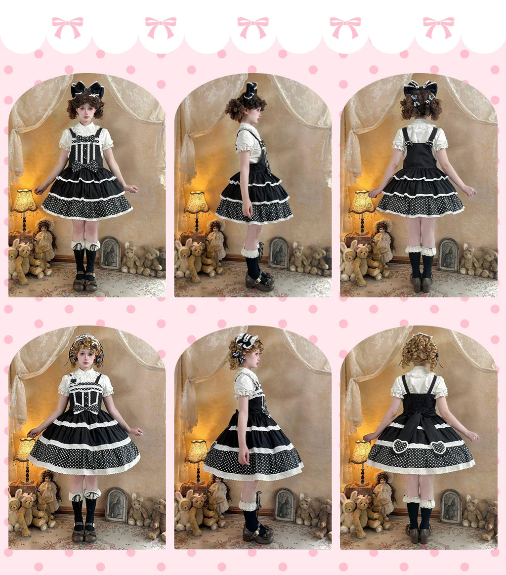 Cotton Sweet Lolita Polka Dot JSK and Salopette Dress and Accessories - image 7